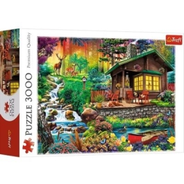 Puzzle 3000 piese Cabana din padure Trefl