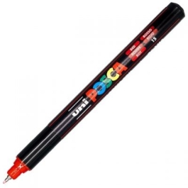 Marker UNI PC-1MR 0. 7 mm varf metalic fin rosu Posca