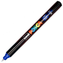 Marker UNI PC-1MR 0. 7 mm varf metalic fin albastru Posca