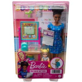 Set mobilier cu papusa bruneta profesoara Barbie Cariere