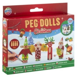 Set creativ cu tematica de Craciun Figurine din lemn Peg Dolls