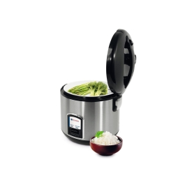 Aparat pentru fiert orez, functie gatire cu aburi, 1,8 lt, corp inox, pt max 10 cesti orez, 700W, 28x28,5 cm, Hendi