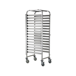 Carucior mobil pt debarasare tavi - pt 15 tavi 60x40 cm- structura inox - 690x515x(H)1695 mm, Hendi