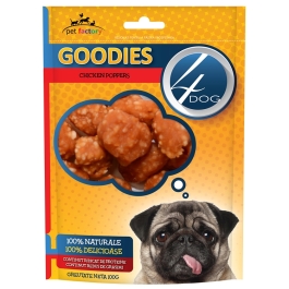 4Dog Goodies, Recompense caini, Chicken Poppers, 100g