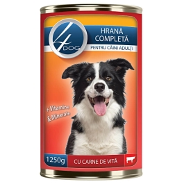 4Dog Conserva caini cu carne de vita, 1240g