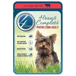 4Dog Plic Hrana pentru caini cu carne de vita in sos, 100g