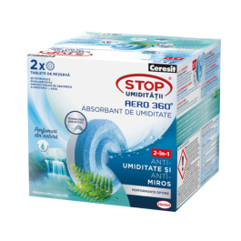 Dezumidificator rezerva absorbant umiditate Aero 360°, 900g prospetimea cascadei 2 buc Ceresit