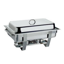 Chafing dish dreptunghiular, cuva GN1/1-h 65mm, capacitate 9 litri, 2 arzatoare, inox polisat