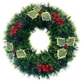 Coronita Craciun - Ornamente si frunze, 38 cm