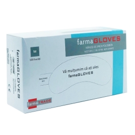 Manusi unica folosinta nitril nepudrate marimea M albastre, 100buc farmaTrade