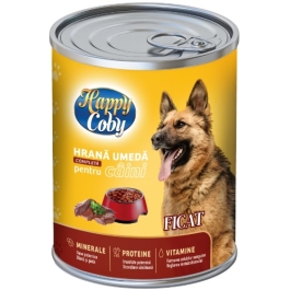 Hrana umeda pentru caini, gust de ficat, 1240g Happy Coby