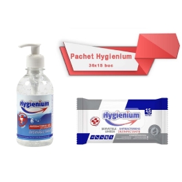 Pachet Hygienium Gel dezinfectant maini 300 ml + Servetele umede dezinfectante 36x15 buc