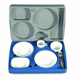 Cutie izotermica cu capac, cu 5 compartimente, plastic dur culoare albastru, dimensiuni 530x370x120mm