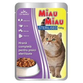 Miau Miau Sterilised Mancare umeda pisici, 100 g
