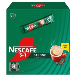 Cafea solubila, Nescafe 3 in 1 Strong, 15g x 24 plicuri