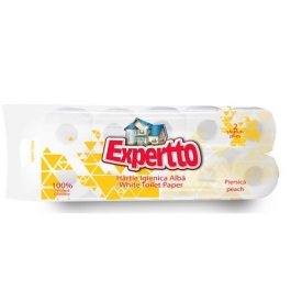 Expertto Hartie igienica alba Piersica, 10 role