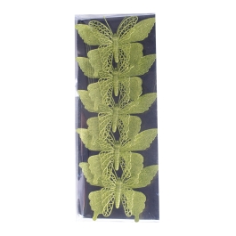 Prosper Ornamente pentru brad in forma de fluturi verzi, set 5, BL147