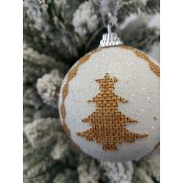 Set 12 globuri albe model brad maro 8 cm