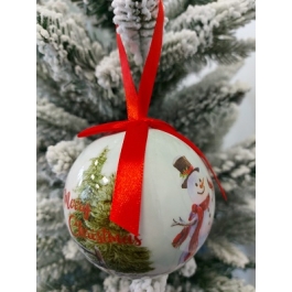 Set 12 globuri albe model Craciun color 8 cm