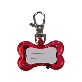 Trixie Flasher-Adresier Forma de Os 4.5x3 cm Rosu