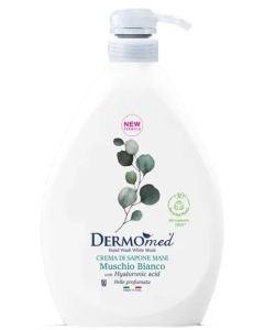 Sapun lichid crema pentru maini DERMOMED cu MOSC ALB 1L. Produs pentru igiena personala